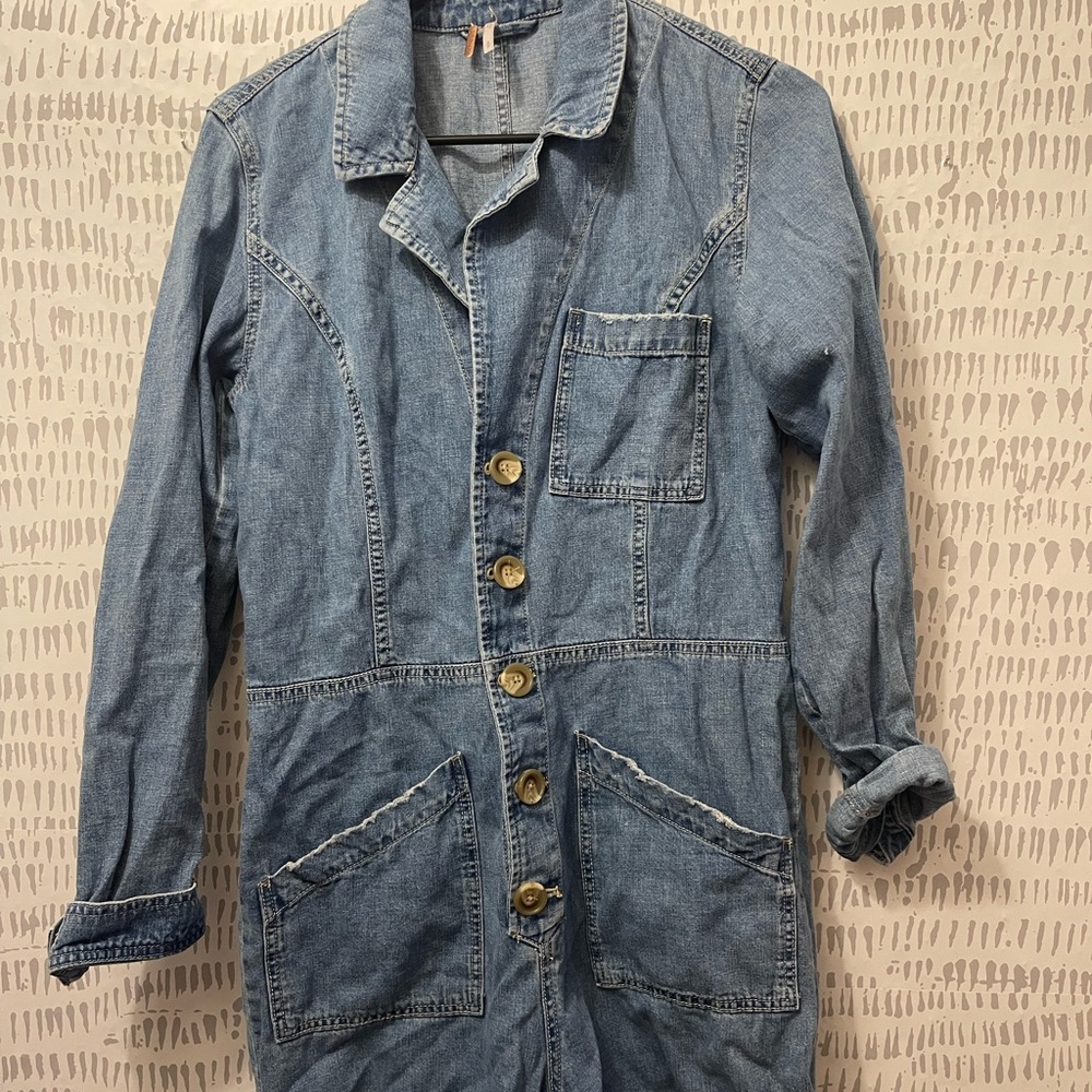 Free People Denim Jumpsuit